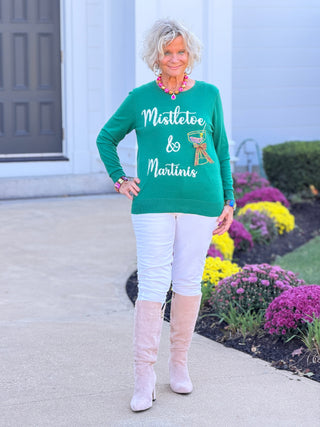 Women's Mistletoe And Martinis Embellished Sweater Cathys Place