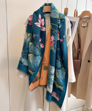 Blue Water Lilies Reversible Wrap