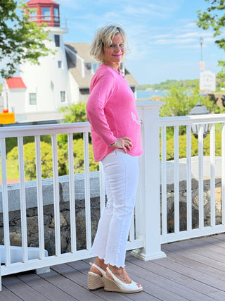 DOCKSIDE NAUTICAL PINK STRIPE ANCHOR SWEATER LULU-B