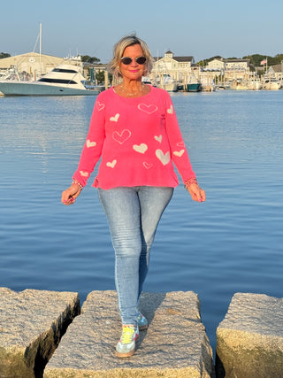 HOT PINK HEART SWEATER