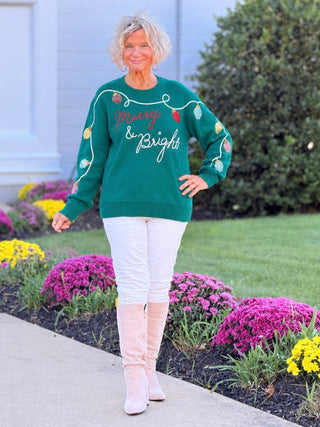 Women's Merry And Bright Embellished Christmas Sweater Cathys Place