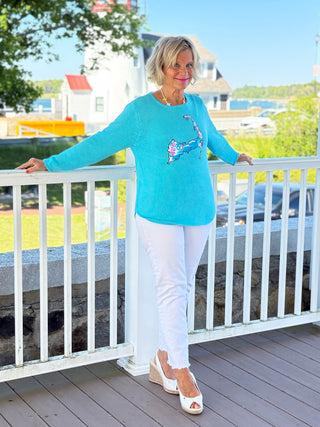BEACH CLUB AQUA CAPE COD MAP SWEATER LULU-B