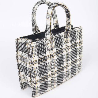 Tweed Plaid Medium Tote Bag