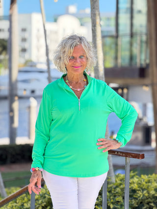 LULU B COASTAL GREEN HALF ZIPPER LULU-B