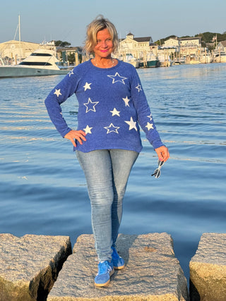 LULU-B CHENILLE BLU STAR SWEATER
