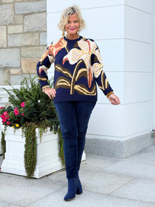 Statement Floral Crew Neck Sweater CHARLIE B