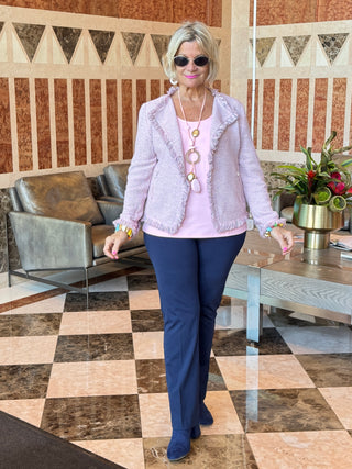LULU-B CITY LIMIT PINK FRINGE JACKET