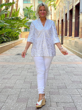 LULU-B LEME WHITE SILVER TUNIC