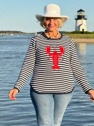 NAVY STRIPE LOBSTER SWEATER
