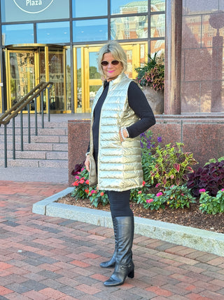 GOLD METALLIC HOLIDAY PUFFER VEST