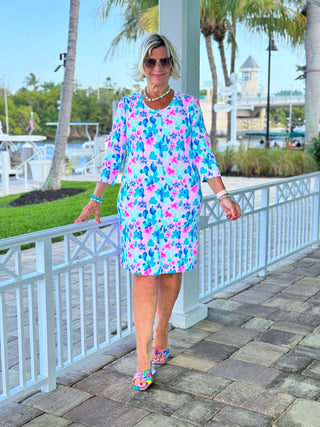 PINK PETALS SLEEVE DRESS