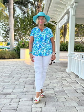 BLUE DREAMING SHORT SLEEVE TOP