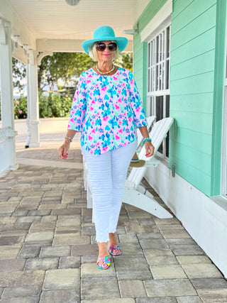 PINK PETALS ASYMMETRICAL TOP