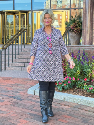 Lulu B  Harbor Diamond Ruffle Sleeve Dress