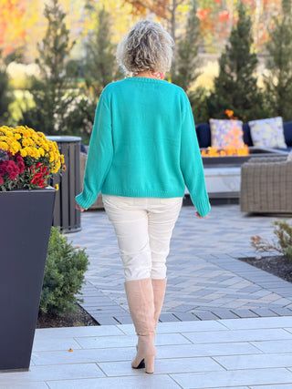 HOLIDAY AQUA MERRY SWEATER Cathys Place
