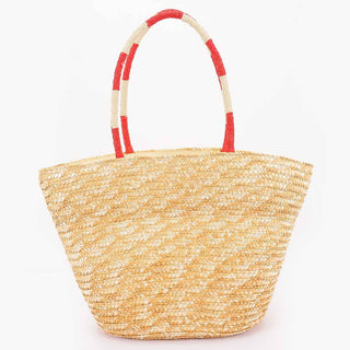 Faux Straw Heart Tote BAg