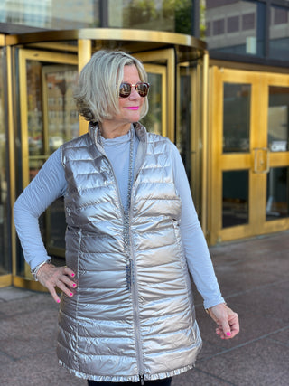 SILVER METALLIC PUFFER VEST