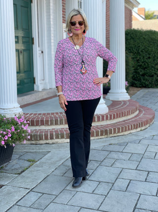 AUBREY PINK V NECK TOP