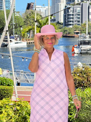 LULU B PINK CHIC MIDI SLEEVELESS 1/4 ZIP MAXI DRESS