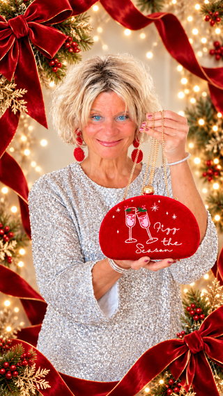 "FIZZ THE SEASON" MINAUDIÈRE, SCARLET Shiraleah