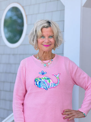 BEACH CLUB WHALE PINK SWEATER LULU-B