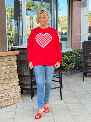 Gingham Heart Luxe Pullover Cathys Place
