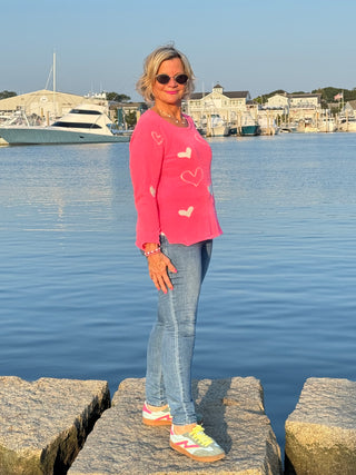 HOT PINK HEART SWEATER