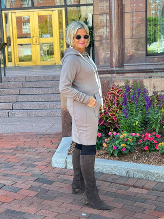 Lulu-b kangaroo pocket Taupe scuba dress