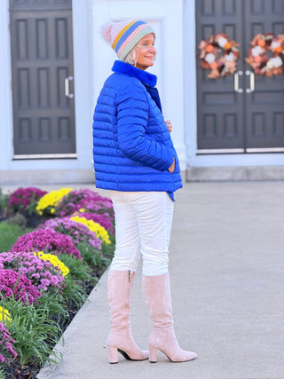 Multi Pastel Stripe Knit Pom Beanie Cathys Place