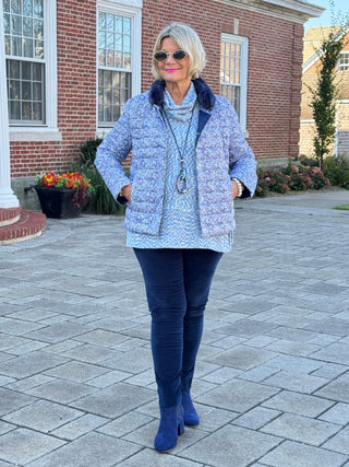 LULU-B AUBREY NAVY FAUX FUR JACKET