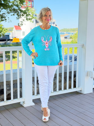 BEACH CLUB AQUA LOBSTER SWEATER Cathys Place