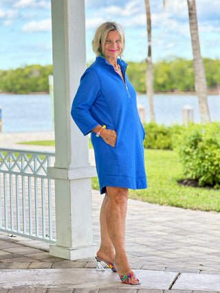 Lullu b half zipper Blu scuba dress LULU-B