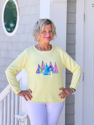BEACH CLUB YELLOW SAILBOAT SWEATER LULU-B