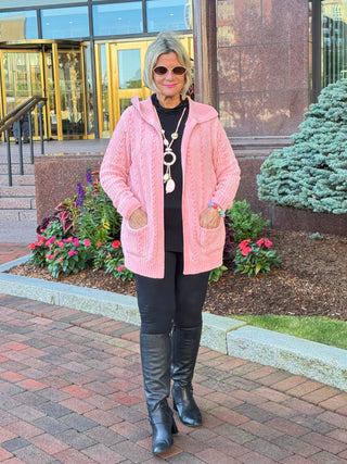 CARDIGAN PLUSH PINK CARDIGAN SWEATER