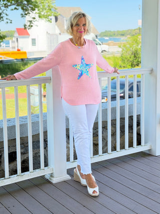 BEACH CLUB PINK STARFISH SWEATER LULU-B