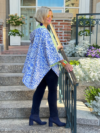 Blue Nautilus Reversible Rain Cape - Coastal Collection