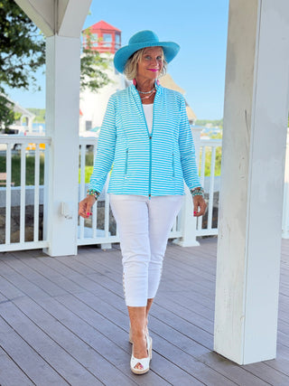 OCEAN BLUE STRIPE FULL ZIPPER LULU-B