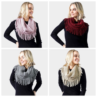 Tassel Fringe Knit Infinity Scarf - Bestselling Design Leto Accessories