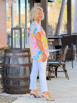 TROPICAL RESORT SHORT SLEEVE TOP LULU b