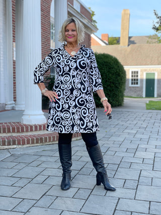 INFINITY CHIC RUFFLE NECK DRESS