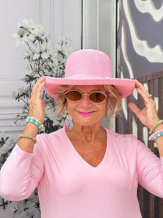 LULU-B CLEAR PINK V NECK TOP