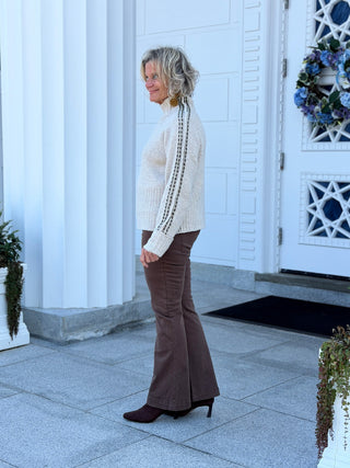 Contrast Stitch Mock Neck Sweater DOWN THE ARM OLIVE CHARLIE B