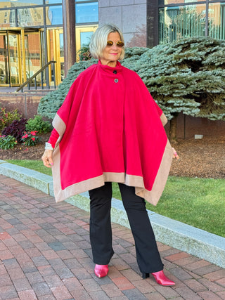 Red Womens Poncho Outer Coat