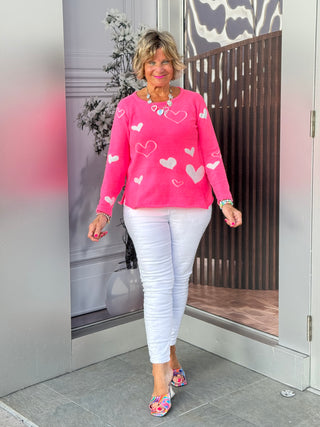 HOT PINK HEART SWEATER