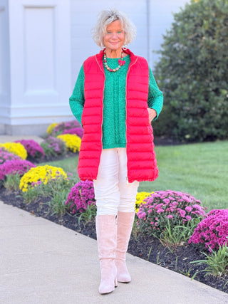 Women's Luster Chenille V-Neck Cable Sweater EMERALD Cathys Place