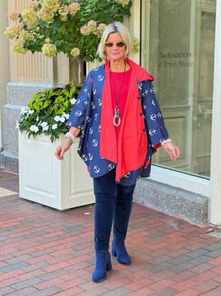 Navy / Red Reversible Rain Cape - Anchor Collection