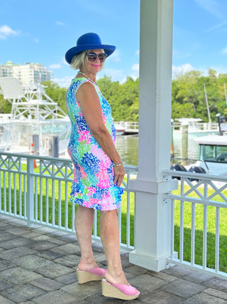 SALINA REEF SHIFT RUFFLE DRESS