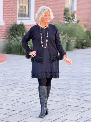 LULU B HOLIDAY FANCY BLACK RUFFLE DRESS LULU-B