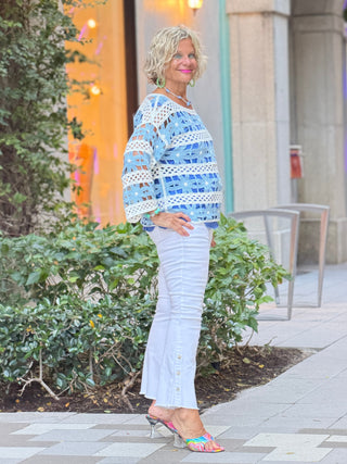 Floral Cotton Blend Crochet Top CHARLIE B