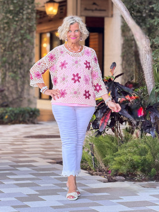 Floral Hand-Crochet Top - Carnation CHARLIE B